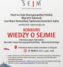 Konkurs Wiedzy o Sejmie pod honorowym patronatem Marszałka Sejmu, Marka Kuchcińskiego.